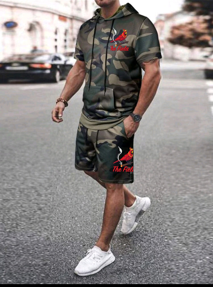 Cardinal King Hoodie Short Set - Camo